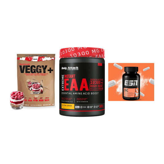 Pflanzliches Set: Sinob VEGGY + Body Attack + ESN Zinc – alle enthaltenen Artikel