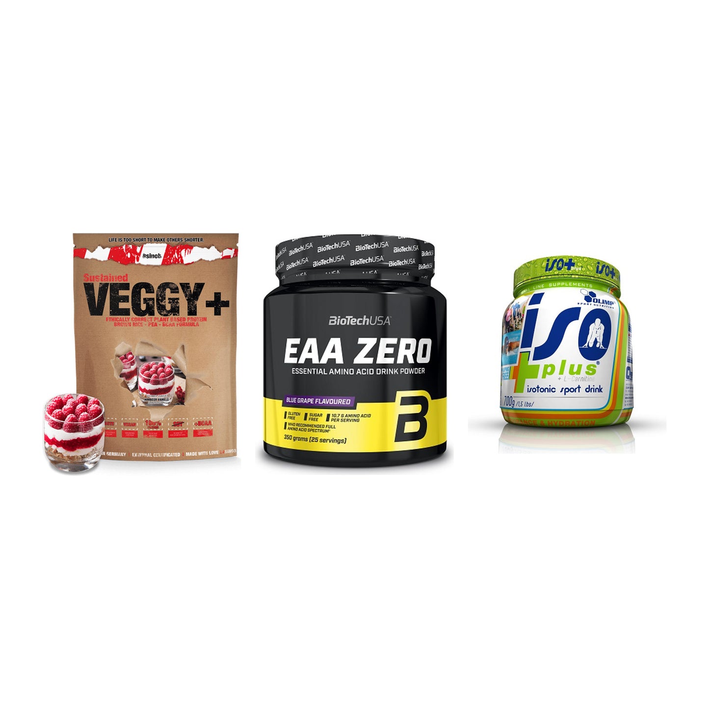 Pflanzliches Set: Sinob VEGGY + BioTech EAA + Olimp Iso Plus – alle enthaltenen Artikel