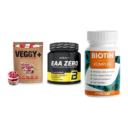 Pflanzliches Set: Sinob VEGGY + BioTech EAA + ProFuel BIOTIN – alle enthaltenen Artikel