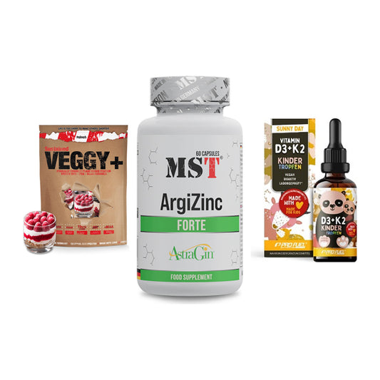 Pflanzliches Set: Sinob VEGGY + MST ArgiZinc + ProFuel VITAMIN – alle enthaltenen Artikel