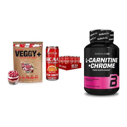 Pflanzliches Set: Sinob VEGGY + Activlab BCAA + BioTech L-Carni – alle enthaltenen Artikel