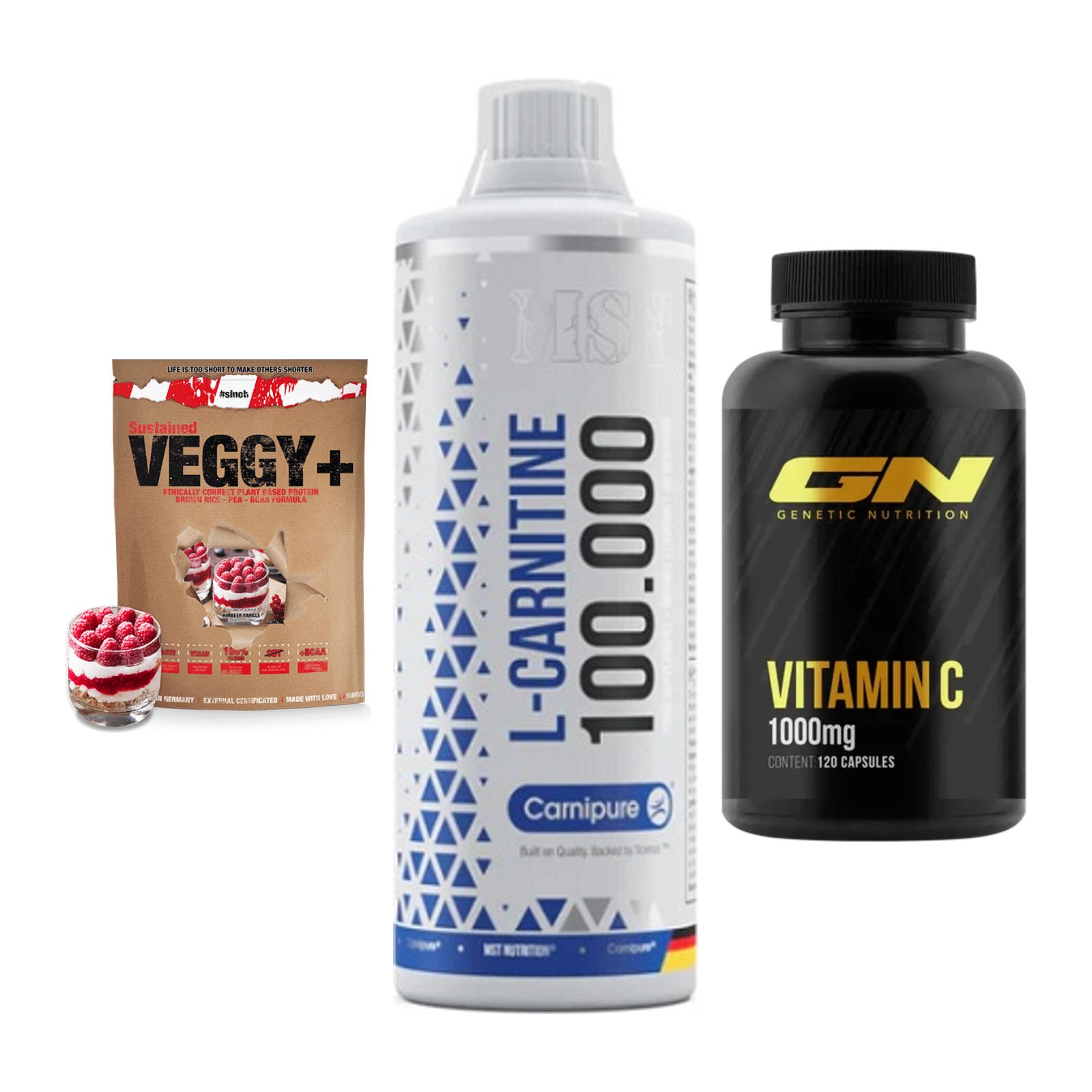 Pflanzliches Set: Sinob VEGGY + MST L-Carnitine + GN Vitamin C – alle enthaltenen Artikel