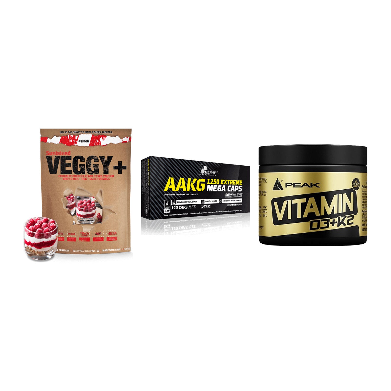 Pflanzliches Set: Sinob VEGGY + Olimp AAKG + Peak Vitamin – alle enthaltenen Artikel