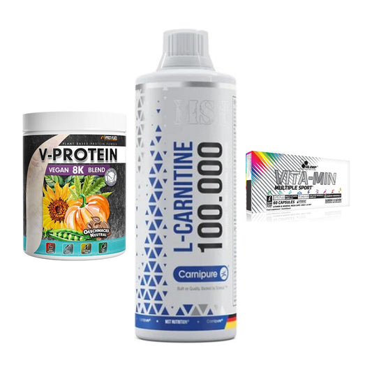Pflanzliches Set: ProFuel V-Prote + MST L-Carnitine + Olimp Vita-Min – alle enthaltenen Artikel