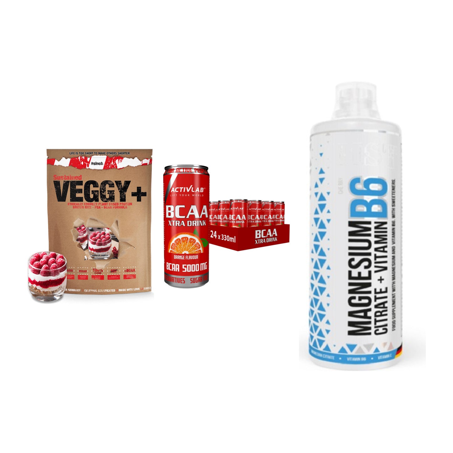 Pflanzliches Set: Sinob VEGGY + Activlab BCAA + MST Magnesium – alle enthaltenen Artikel