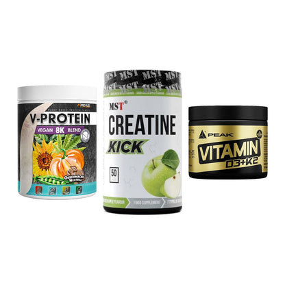 Pflanzliches Set: ProFuel V-Prote + MST Creatine + Peak Vitamin – alle enthaltenen Artikel