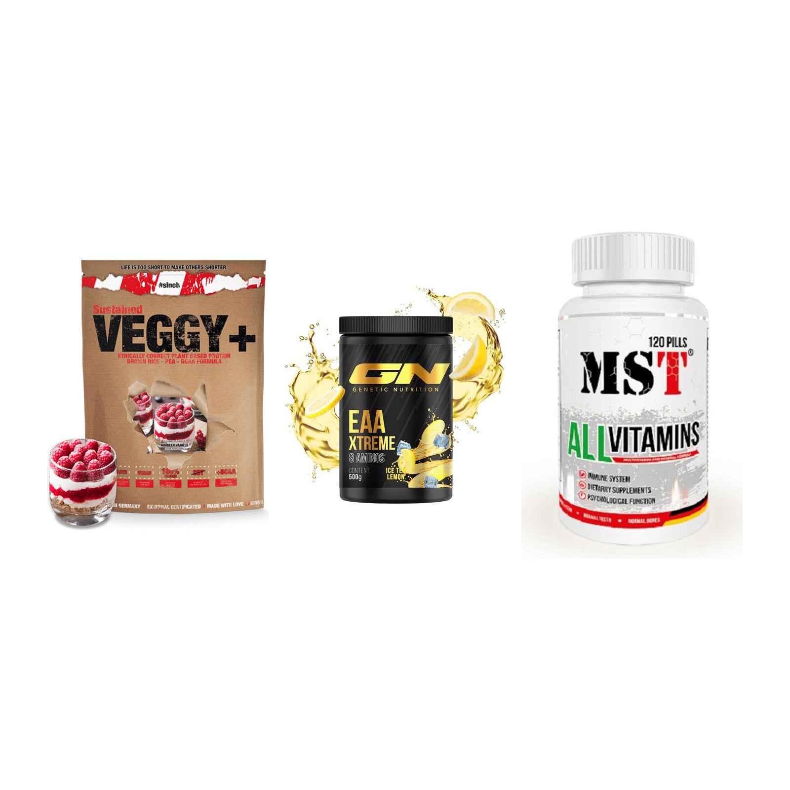 Pflanzliches Set: Sinob VEGGY + GN EAA Xtreme + MST All Vitamin – alle enthaltenen Artikel