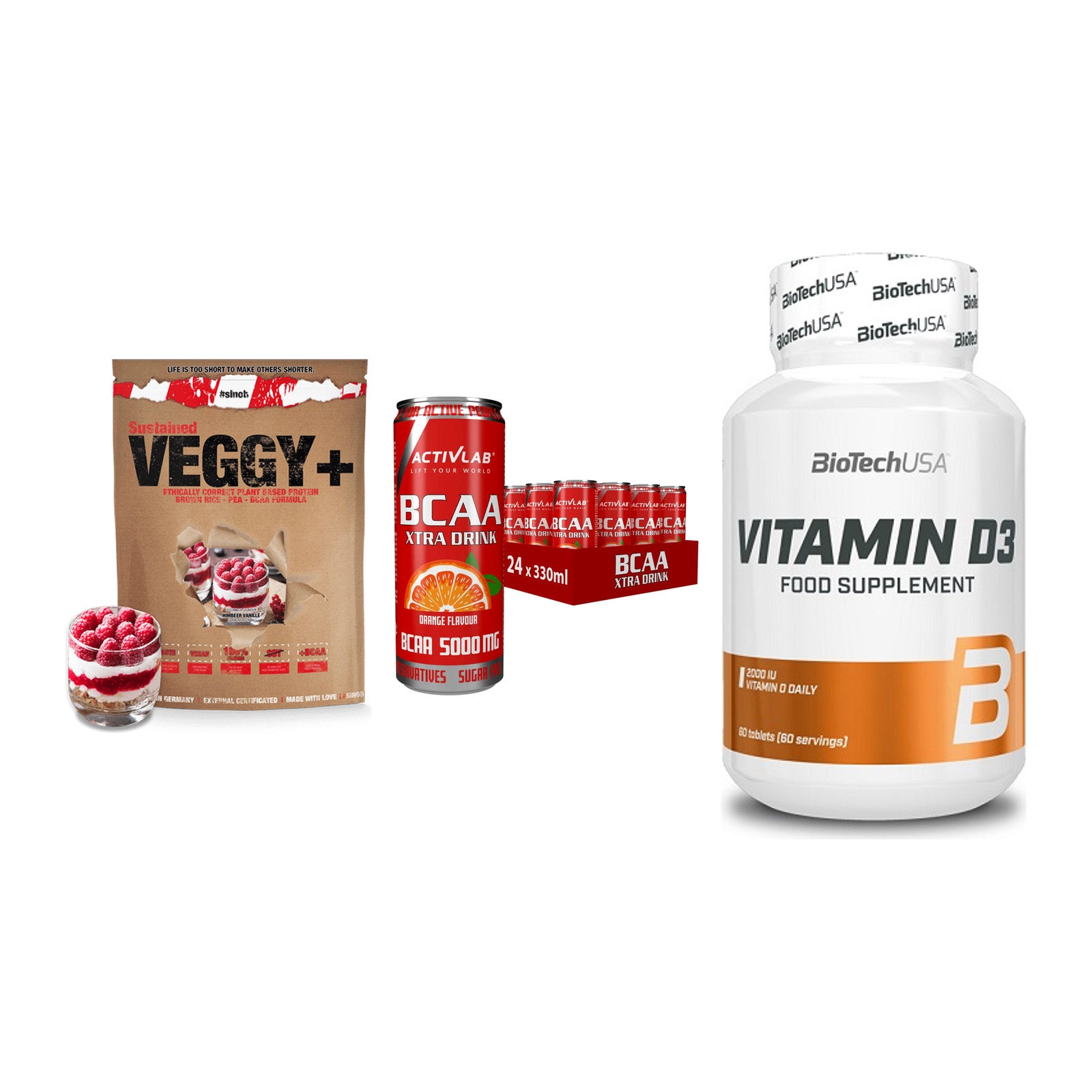 Pflanzliches Set: Sinob VEGGY + Activlab BCAA + BioTech Vitamin – alle enthaltenen Artikel