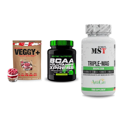 Pflanzliches Set: Sinob VEGGY + Scitec BCAA + MST Tripple Mag – alle enthaltenen Artikel