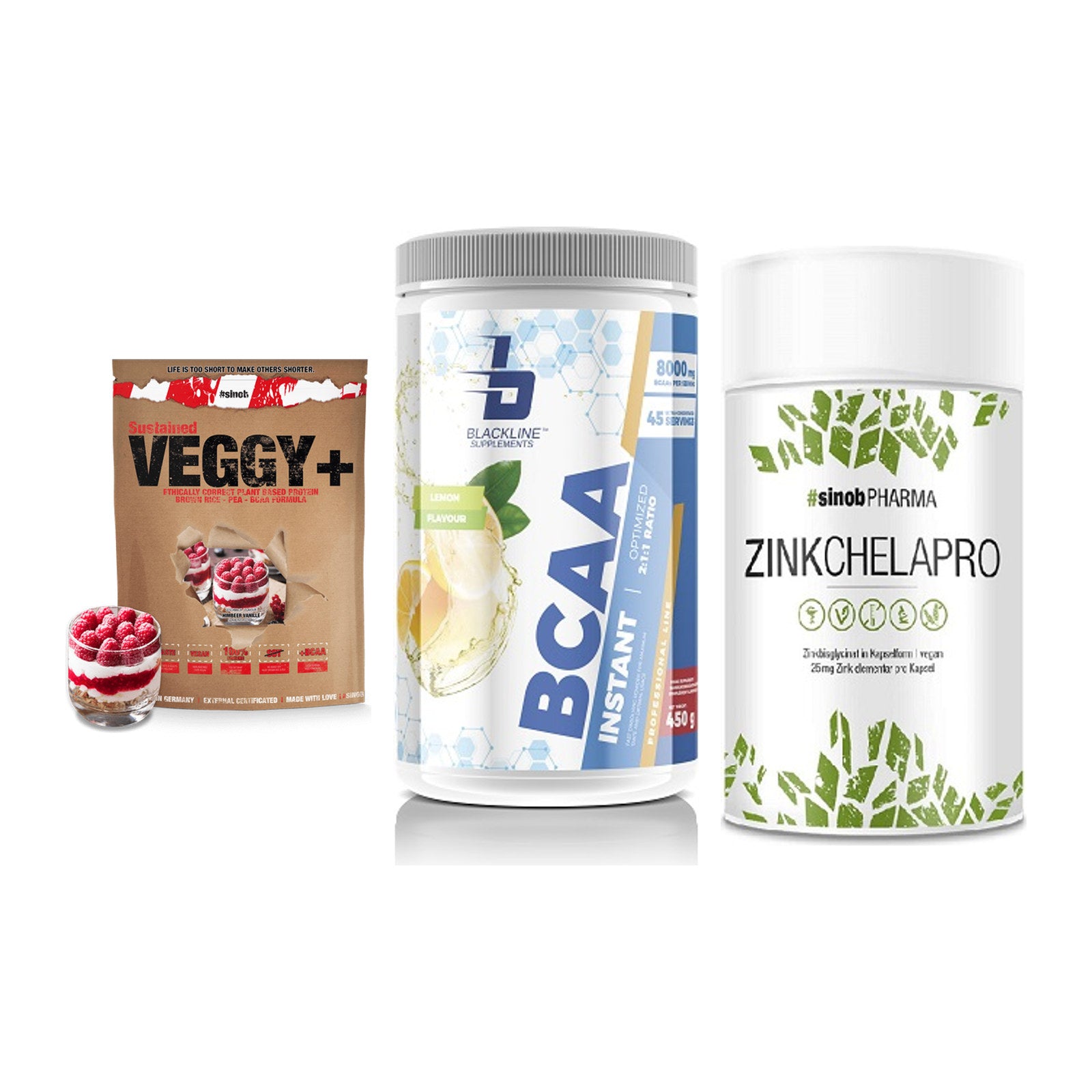 Pflanzliches Set: Sinob VEGGY + Blackline + Sinob Zink – alle enthaltenen Artikel