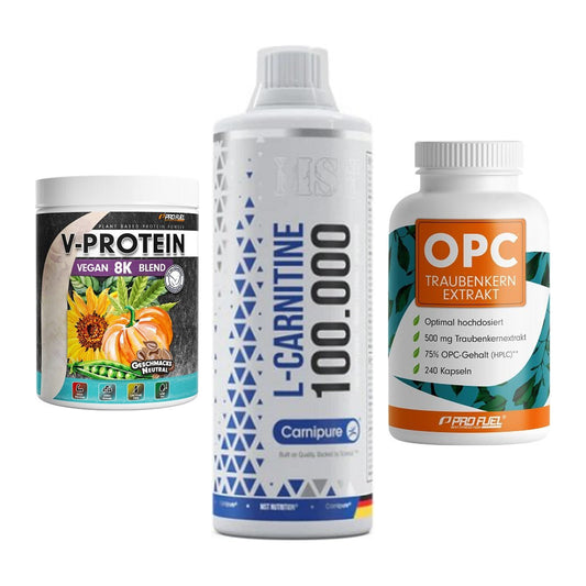 Pflanzliches Set: ProFuel V-Prote + MST L-Carnitine + ProFuel OPC – alle enthaltenen Artikel