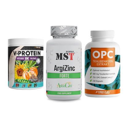 Pflanzliches Set: ProFuel V-Prote + MST ArgiZinc + ProFuel OPC – alle enthaltenen Artikel