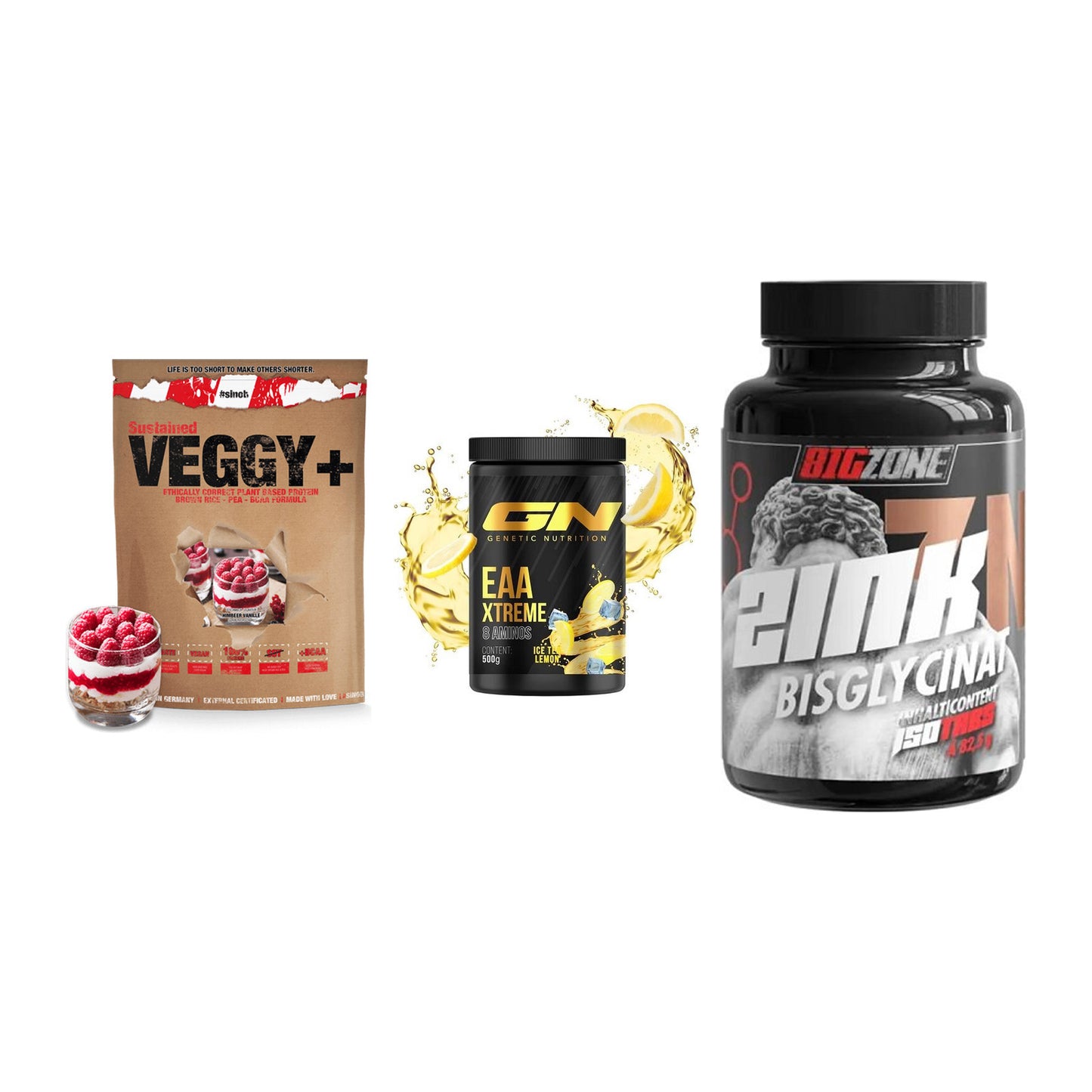 Pflanzliches Set: Sinob VEGGY + GN EAA Xtreme + Big Zone Zink – alle enthaltenen Artikel