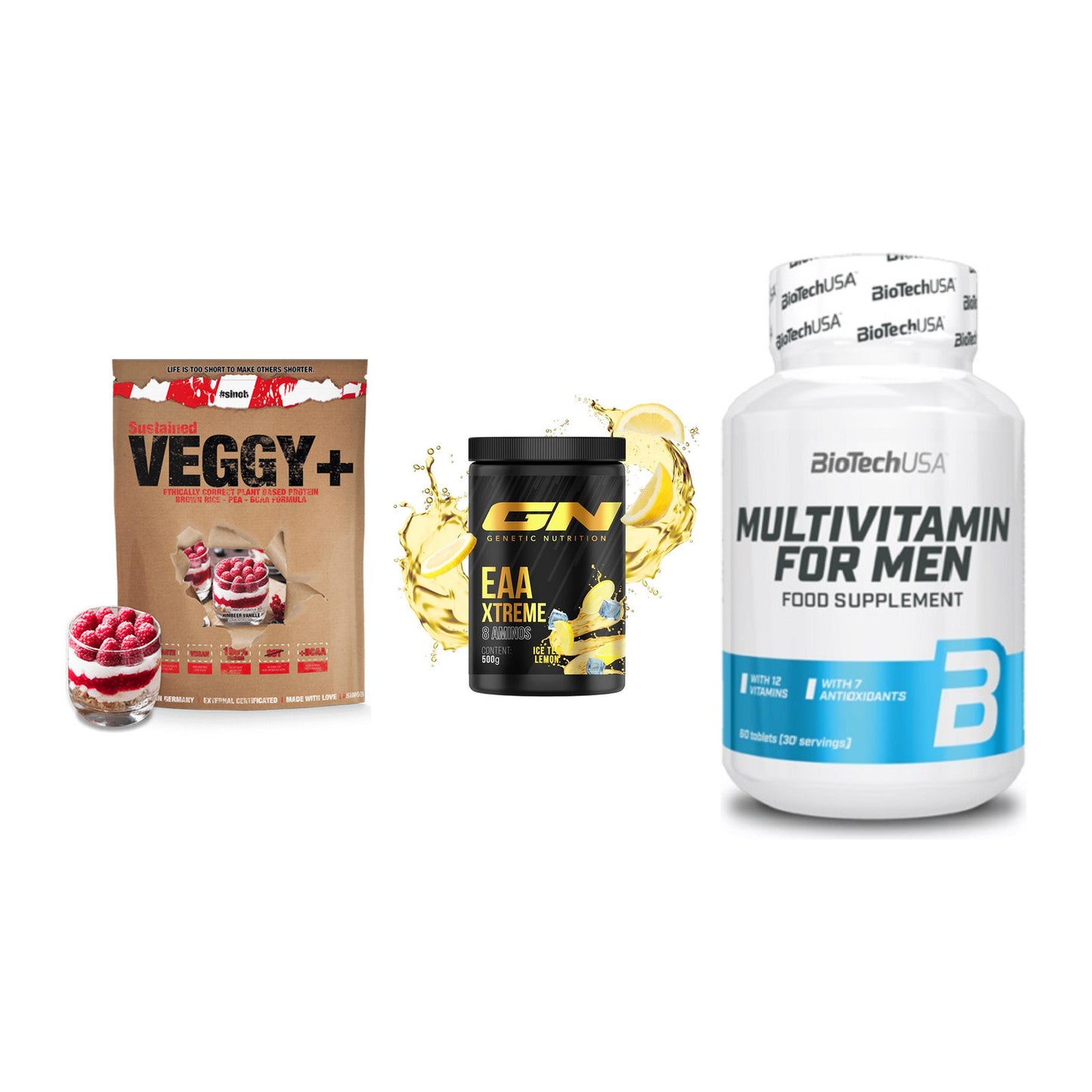 Pflanzliches Set: Sinob VEGGY + GN EAA Xtreme + BioTech Multivi – alle enthaltenen Artikel