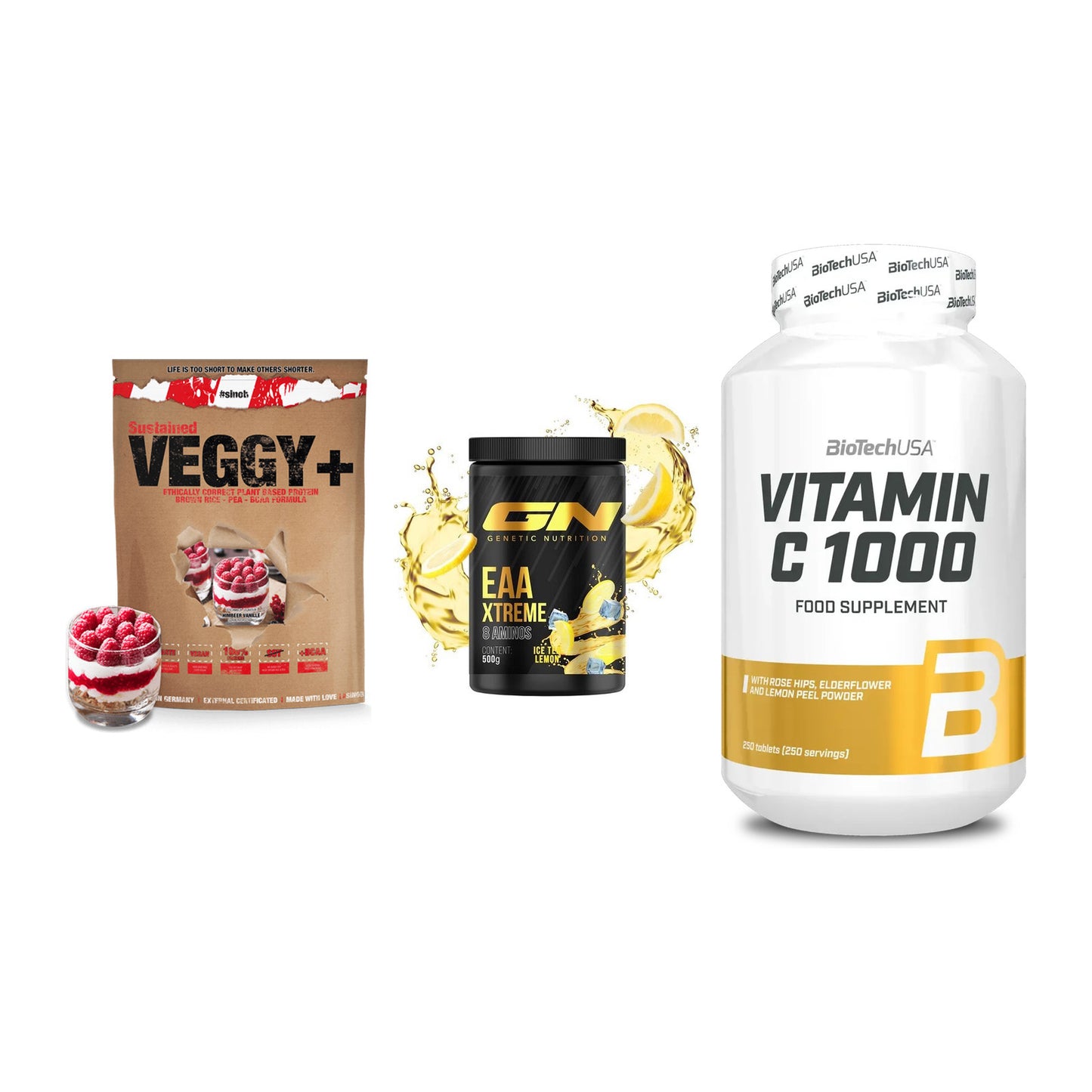 Pflanzliches Set: Sinob VEGGY + GN EAA Xtreme + BioTech Vitamin – alle enthaltenen Artikel