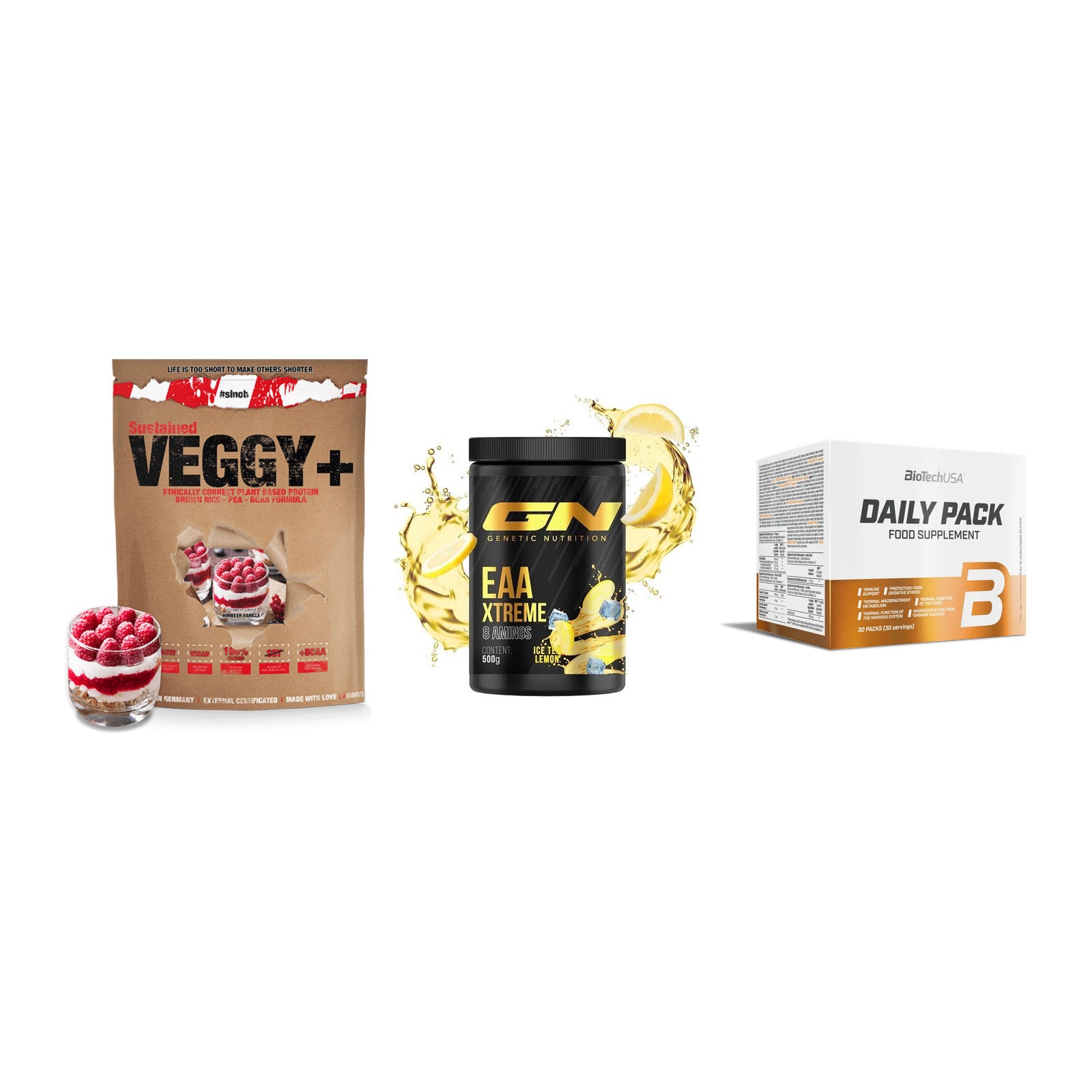 Pflanzliches Set: Sinob VEGGY + GN EAA Xtreme + BioTech Daily – alle enthaltenen Artikel