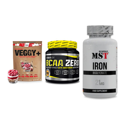 Pflanzliches Set: Sinob VEGGY + BioTech BCAA + MST Iron – alle enthaltenen Artikel