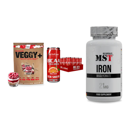 Pflanzliches Set: Sinob VEGGY + Activlab BCAA + MST Iron – alle enthaltenen Artikel