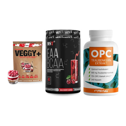 Pflanzliches Set: Sinob VEGGY + MST EAA & BCAA + ProFuel OPC – alle enthaltenen Artikel