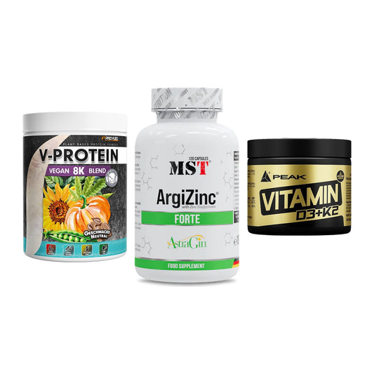Pflanzliches Set: ProFuel V-Prote + MST ArgiZinc + Peak Vitamin – alle enthaltenen Artikel
