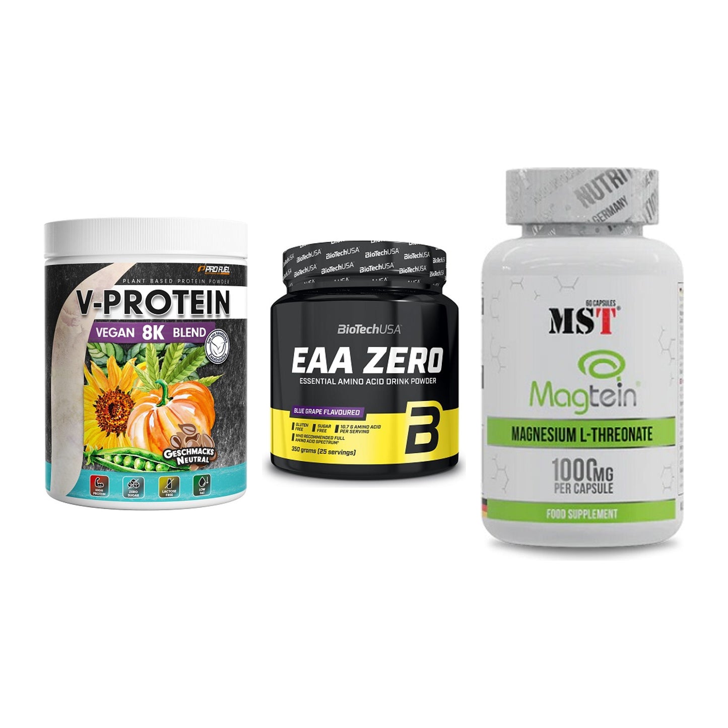 Pflanzliches Set: ProFuel V-Prote + BioTech EAA + MST Magnesium – alle enthaltenen Artikel