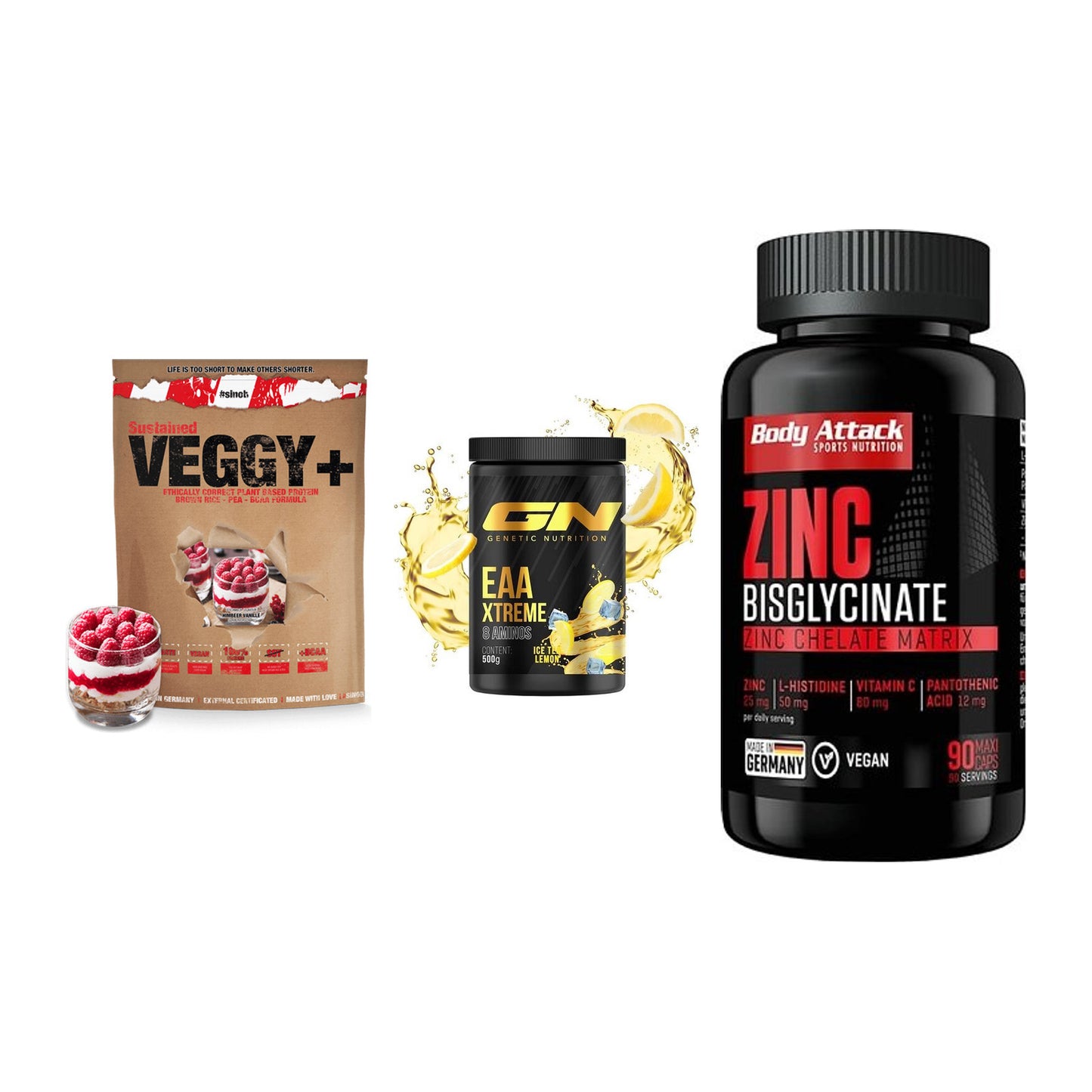 Pflanzliches Set: Sinob VEGGY + GN EAA Xtreme + Body Attack – alle enthaltenen Artikel