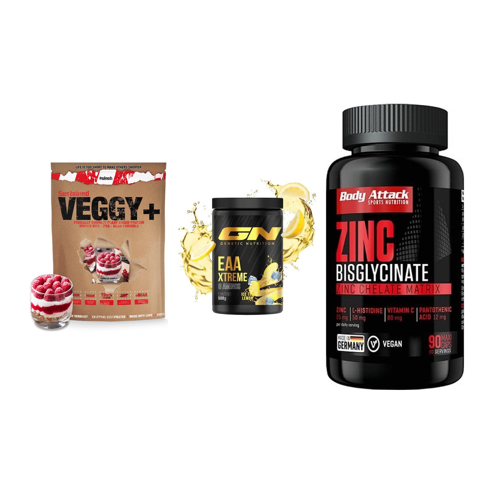 Pflanzliches Set: Sinob VEGGY + GN EAA Xtreme + Body Attack – alle enthaltenen Artikel