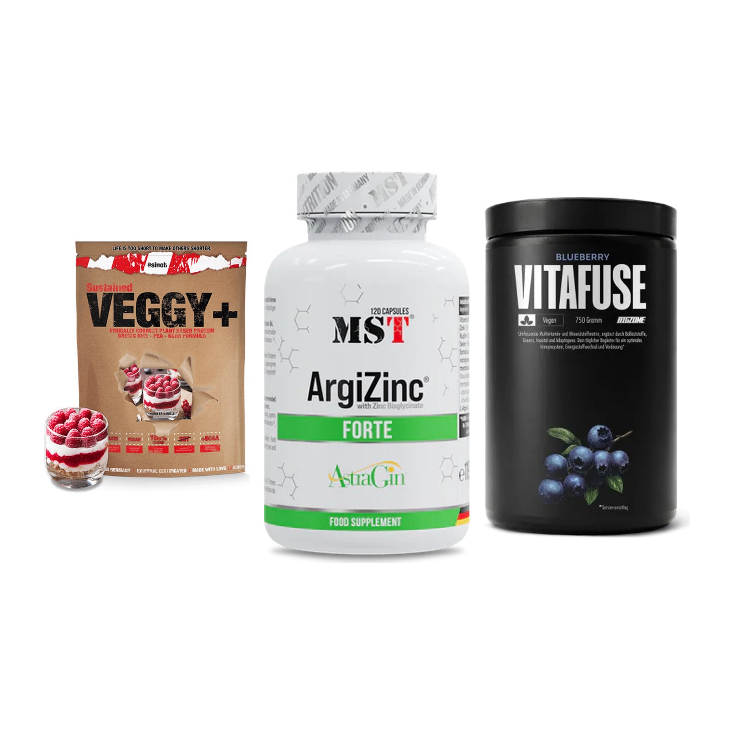 Pflanzliches Set: Sinob VEGGY + MST ArgiZinc + Big Zone – alle enthaltenen Artikel