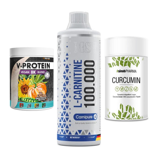 Pflanzliches Set: ProFuel V-Prote + MST L-Carnitine + Sinob Curcumin – alle enthaltenen Artikel