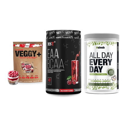 Pflanzliches Set: Sinob VEGGY + MST EAA & BCAA + Sinob All Day – alle enthaltenen Artikel