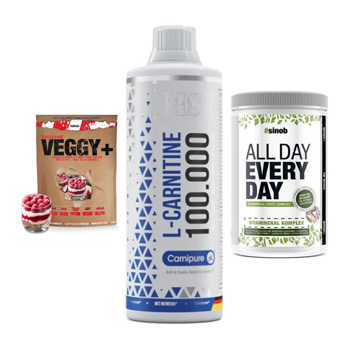 Pflanzliches Set: Sinob VEGGY + MST L-Carnitine + Sinob All Day – alle enthaltenen Artikel