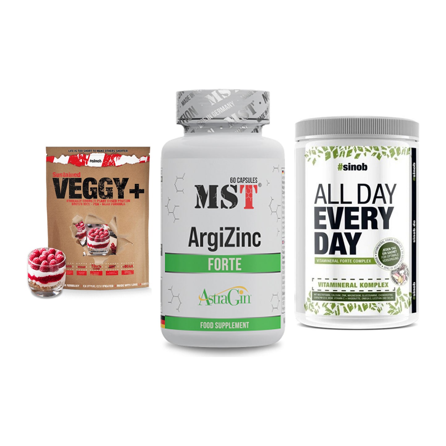 Pflanzliches Set: Sinob VEGGY + MST ArgiZinc + Sinob All Day – alle enthaltenen Artikel