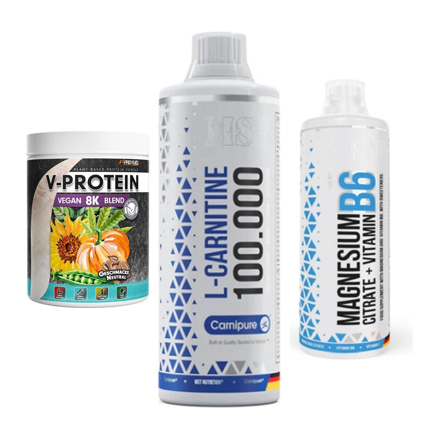 Pflanzliches Set: ProFuel V-Prote + MST L-Carnitine + MST Magnesium – alle enthaltenen Artikel