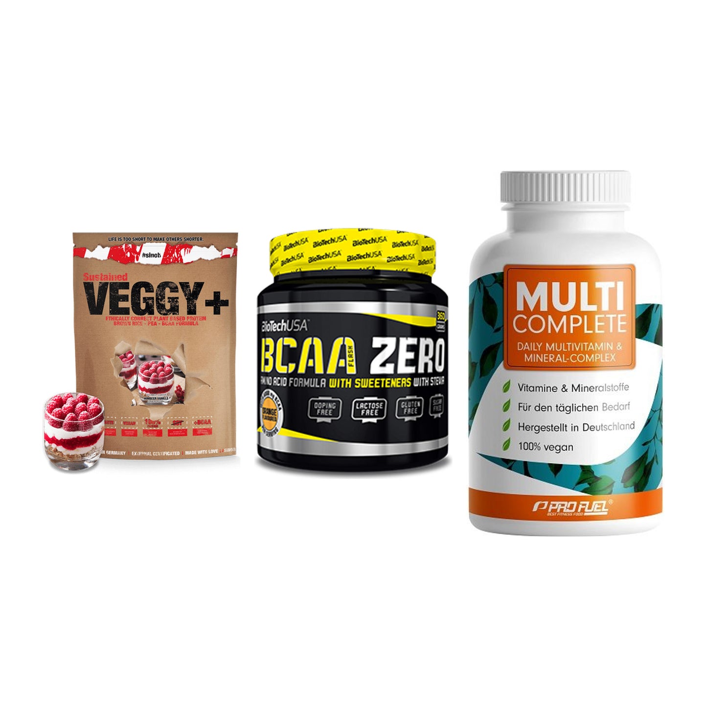 Pflanzliches Set: Sinob VEGGY + BioTech BCAA + ProFuel MULTI – alle enthaltenen Artikel