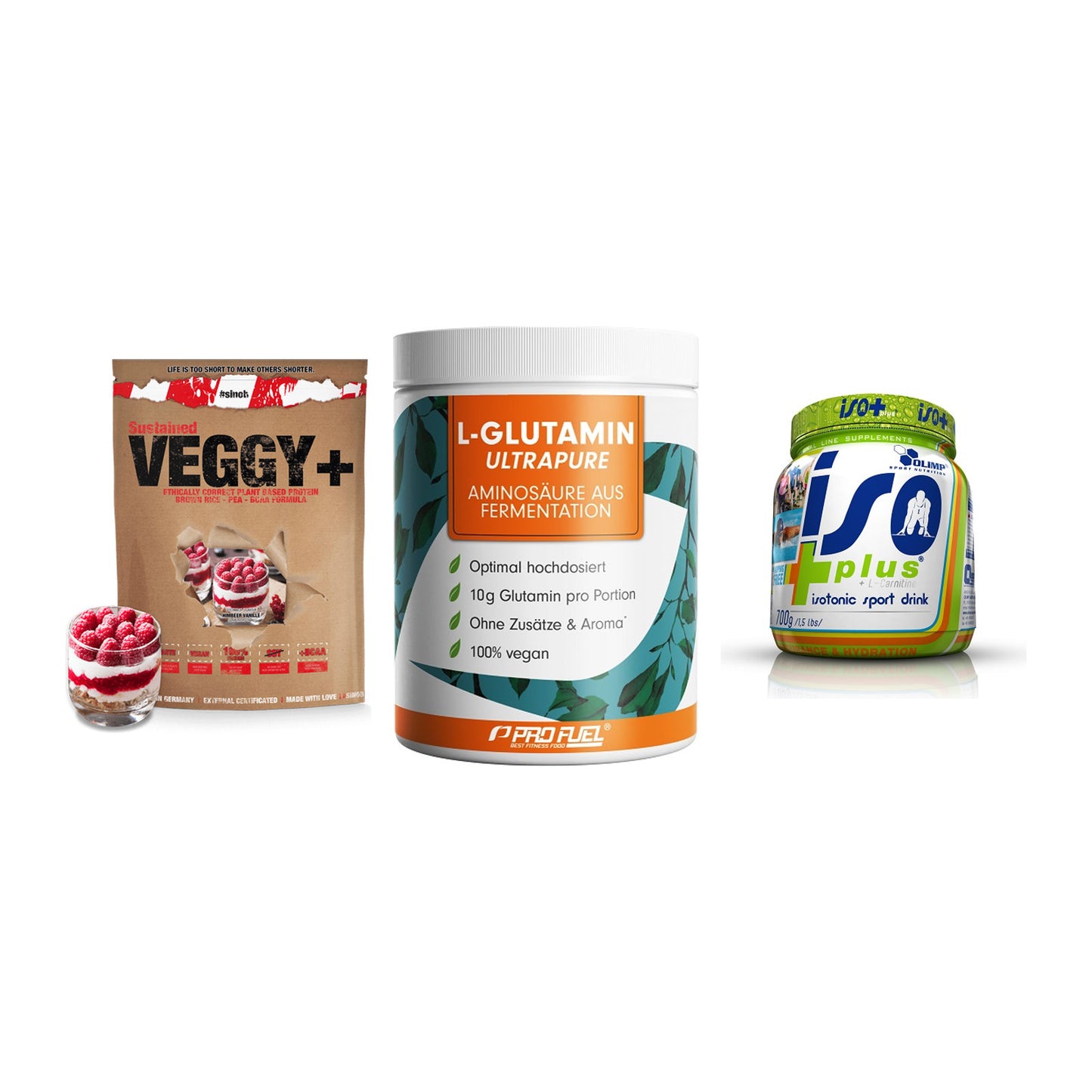Pflanzliches Set: Sinob VEGGY + ProFuel Glutami + Olimp Iso Plus – alle enthaltenen Artikel