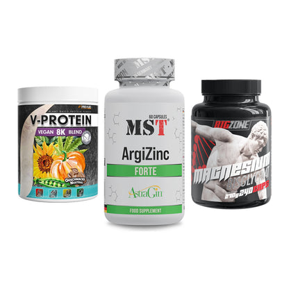 Pflanzliches Set: ProFuel V-Prote + MST ArgiZinc + Big Zone – alle enthaltenen Artikel