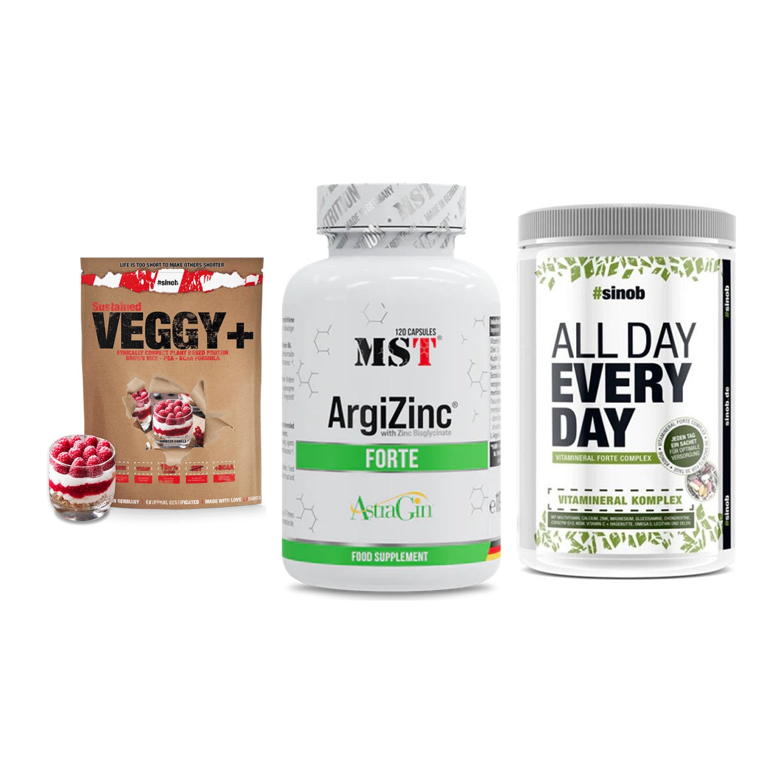 Pflanzliches Set: Sinob VEGGY + MST ArgiZinc + Sinob All Day – alle enthaltenen Artikel