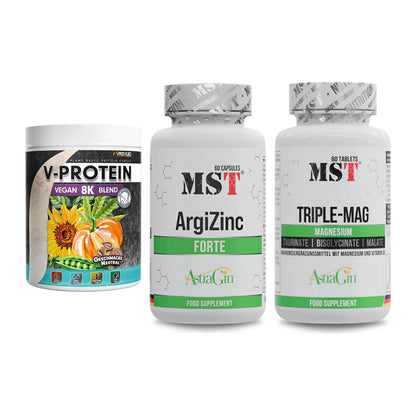 Pflanzliches Set: ProFuel V-Prote + MST ArgiZinc + MST Tripple Mag – alle enthaltenen Artikel