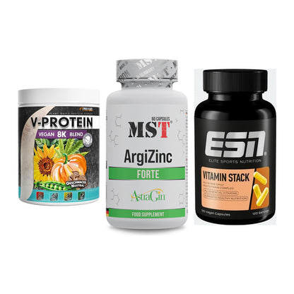 Pflanzliches Set: ProFuel V-Prote + MST ArgiZinc + ESN Vitamin – alle enthaltenen Artikel