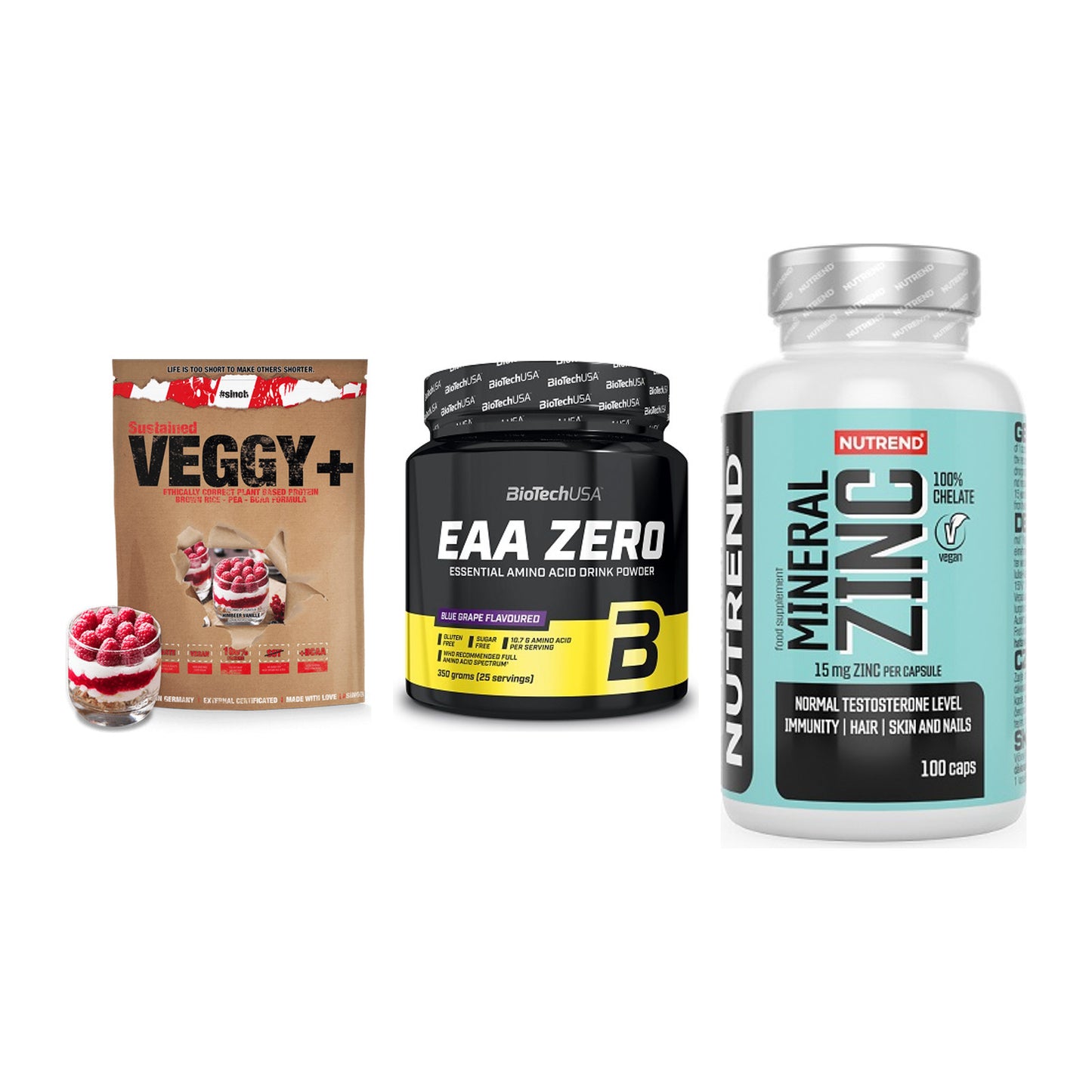 Pflanzliches Set: Sinob VEGGY + BioTech EAA + Nutrend Zinc – alle enthaltenen Artikel