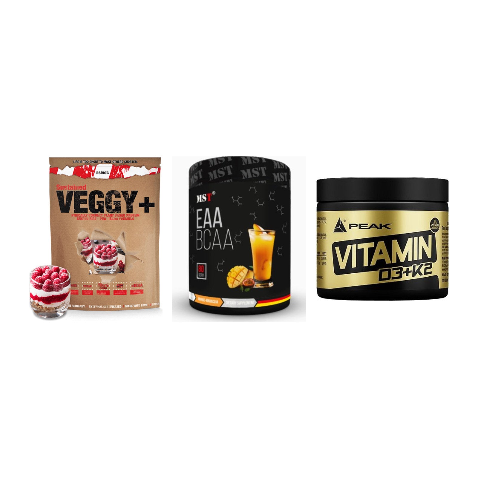 Pflanzliches Set: Sinob VEGGY + MST EAA & BCAA + Peak Vitamin – alle enthaltenen Artikel