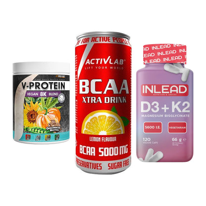 Pflanzliches Set: ProFuel V-Prote + Activlab BCAA + INLEAD Vitamin – alle enthaltenen Artikel