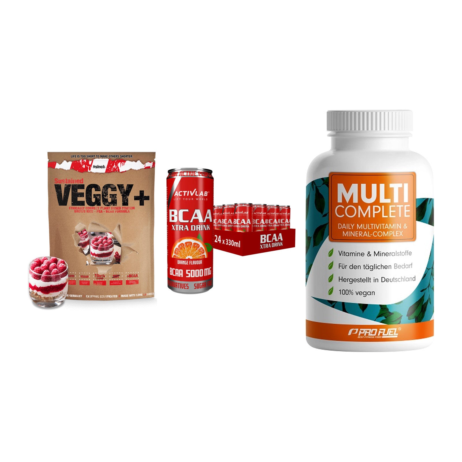Pflanzliches Set: Sinob VEGGY + Activlab BCAA + ProFuel MULTI – alle enthaltenen Artikel