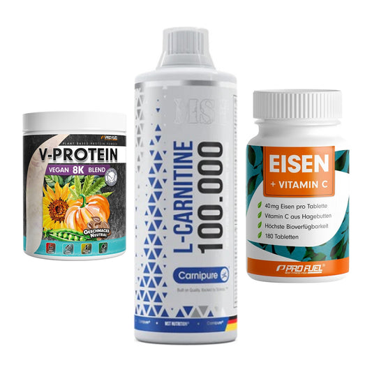 Pflanzliches Set: ProFuel V-Prote + MST L-Carnitine + ProFuel EISEN – alle enthaltenen Artikel