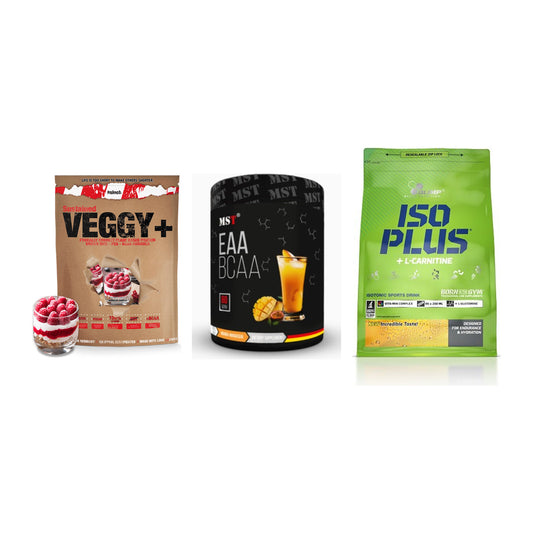 Pflanzliches Set: Sinob VEGGY + MST EAA & BCAA + Olimp Iso Plus – alle enthaltenen Artikel