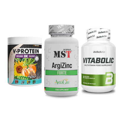 Pflanzliches Set: ProFuel V-Prote + MST ArgiZinc + BioTech Vitabol – alle enthaltenen Artikel