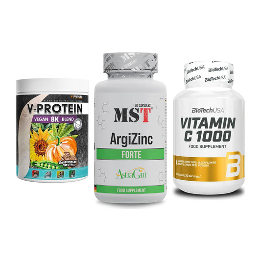 Pflanzliches Set: ProFuel V-Prote + MST ArgiZinc + BioTech Vitamin – alle enthaltenen Artikel
