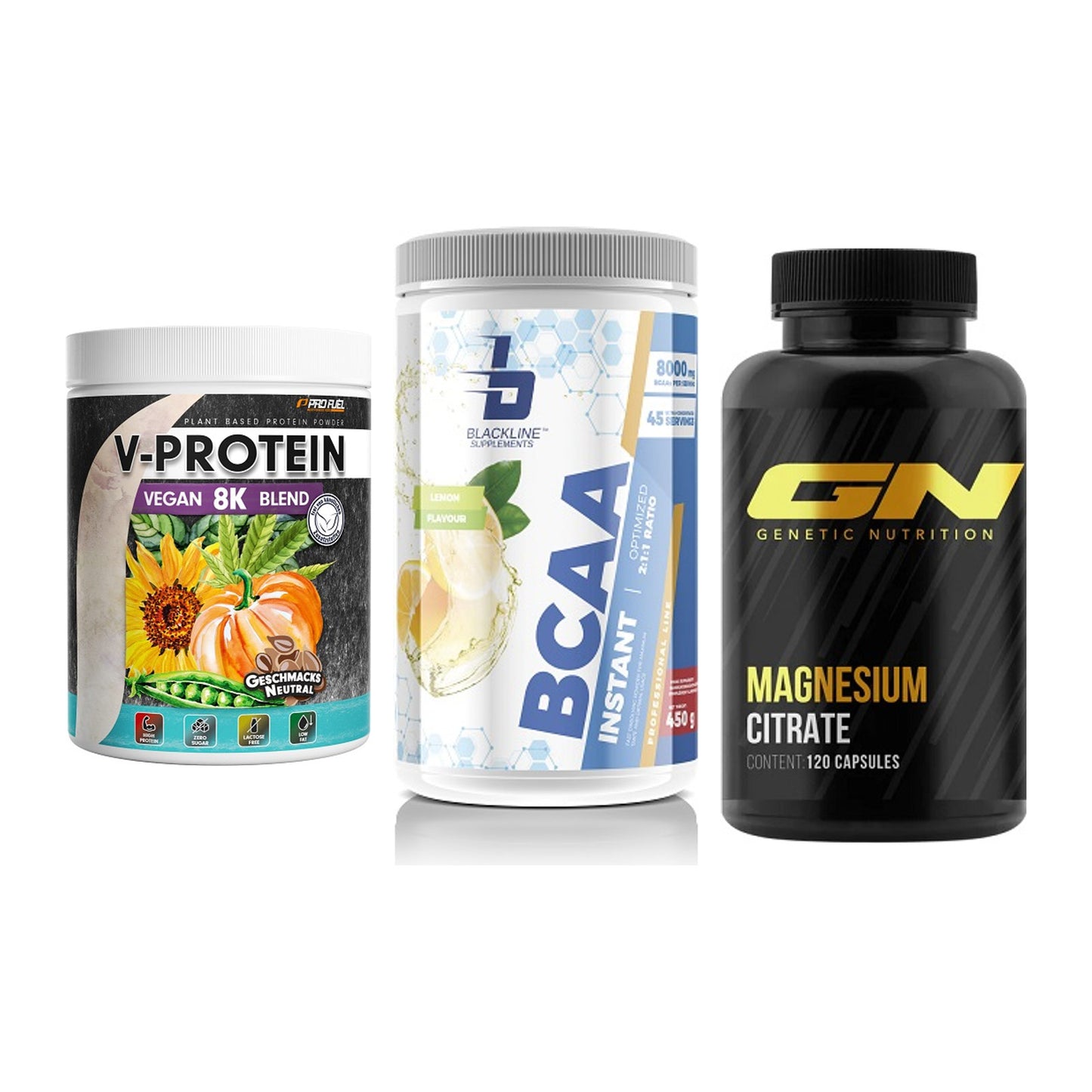 Pflanzliches Set: ProFuel V-Prote + Blackline + GN Magnesium – alle enthaltenen Artikel