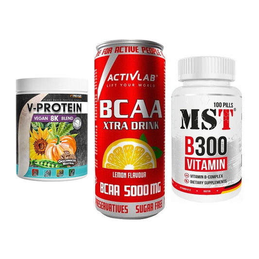 Pflanzliches Set: ProFuel V-Prote + Activlab BCAA + MST B300 – alle enthaltenen Artikel
