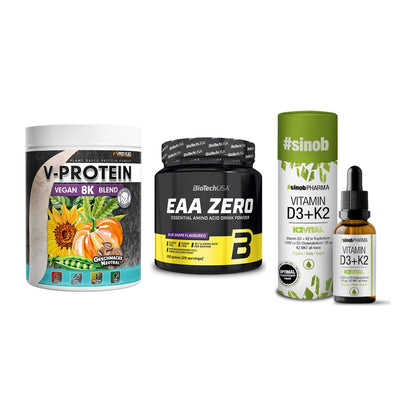 Pflanzliches Set: ProFuel V-Prote + BioTech EAA + Sinob Vitamin – alle enthaltenen Artikel